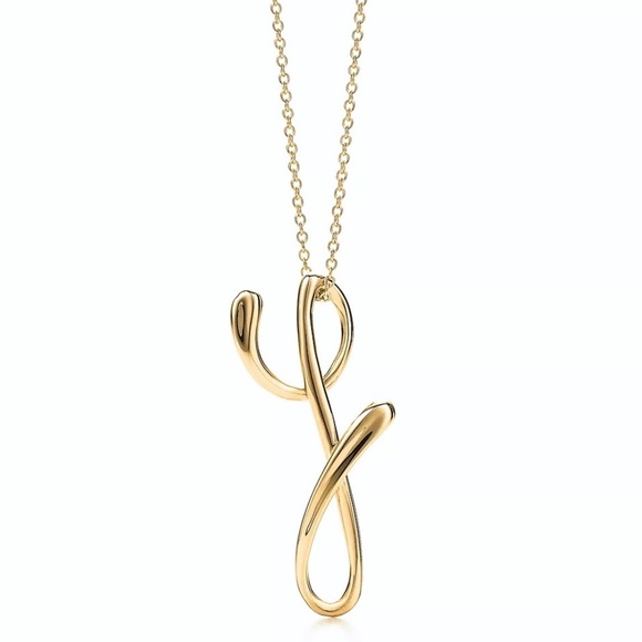Tiffany & Co. Jewelry - Tiffany & Co. Peretti Cursive Y 18k Yellow Gold Necklace